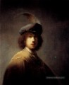 Autoportrait dans un chapeau à plumes Rembrandt